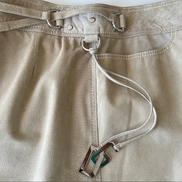 Dolce & Gabbana Tan Suede D&G Silver Buckle Logo Boho Short Mini Skirt - Picture 4 of 13